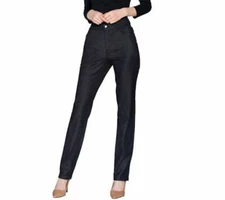 H by Halston Womens Size 2P Studio Stretch Straight Leg Denim Pants Dark Indigo