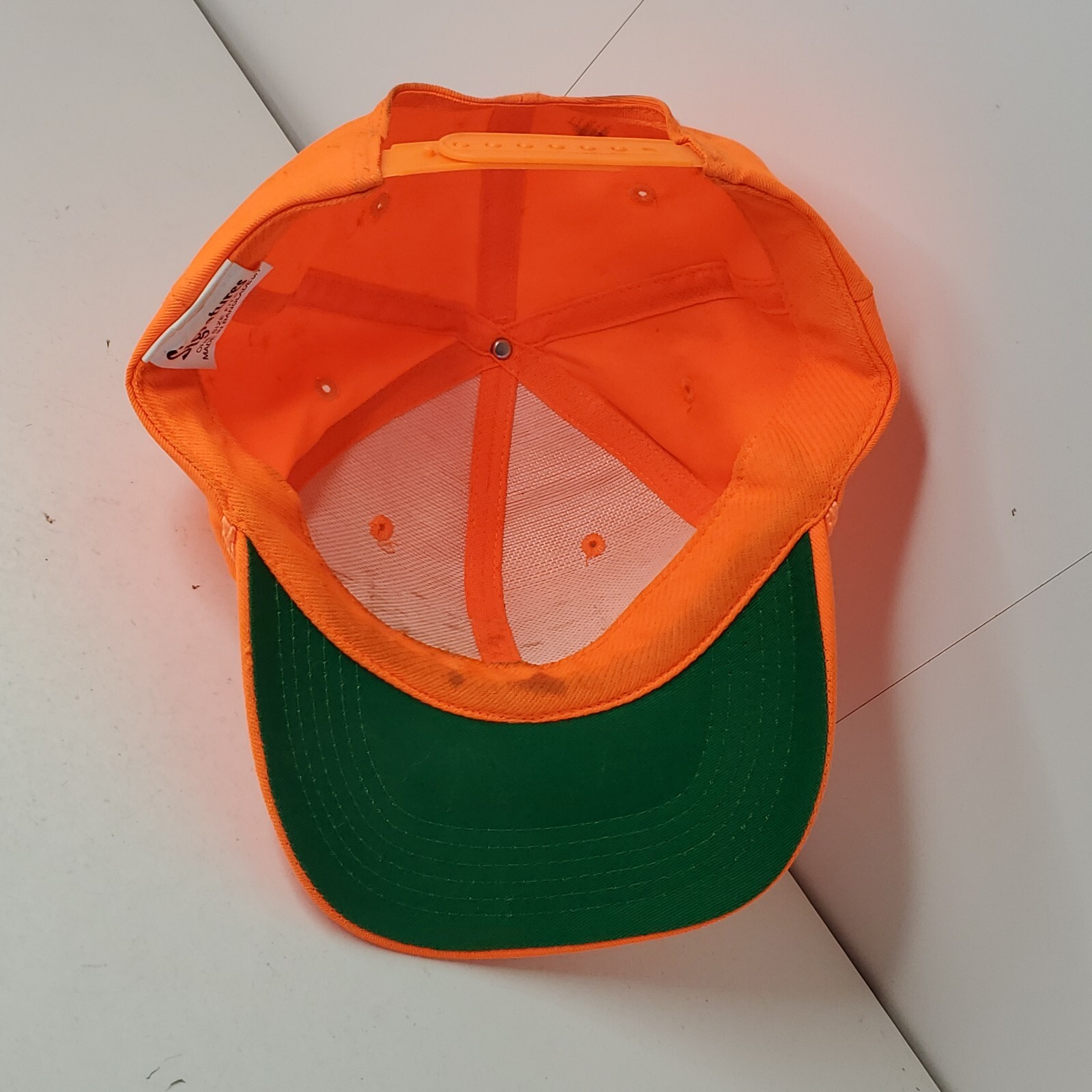 VTG USA Flag Patch Snapback Hat Hunter Orange Bas… - image 9