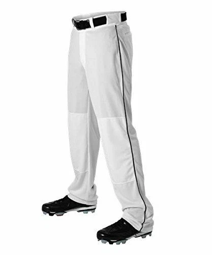 Don Alleson 605WLBY Youth Relaxed Fit Baseball Pants with Braid - White/Black - - Photo 1/1