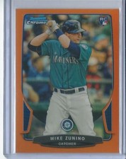 MIKE ZUNINO 2013 BOWMAN CHROME ORANGE  REFRACTOR ROOKIE 10/25