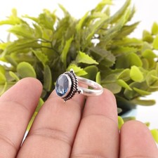 London Blue Topaz Gemstone 925 Sterling Silver Jewelry Handmade Engagement Ring