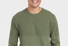 Goodfellow Mens Textured Crew Neck Sweater Pullover S Olive Green Army NEW