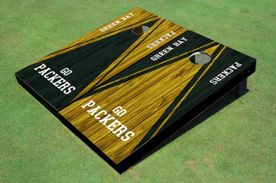 Green Bay Packers Alternating Wood Look Triangle Cornhole Boards - NFL