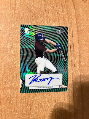 2023 Leaf Perfect Game - Logan De Groot - Green Prismatic Metal Auto #d 5/6