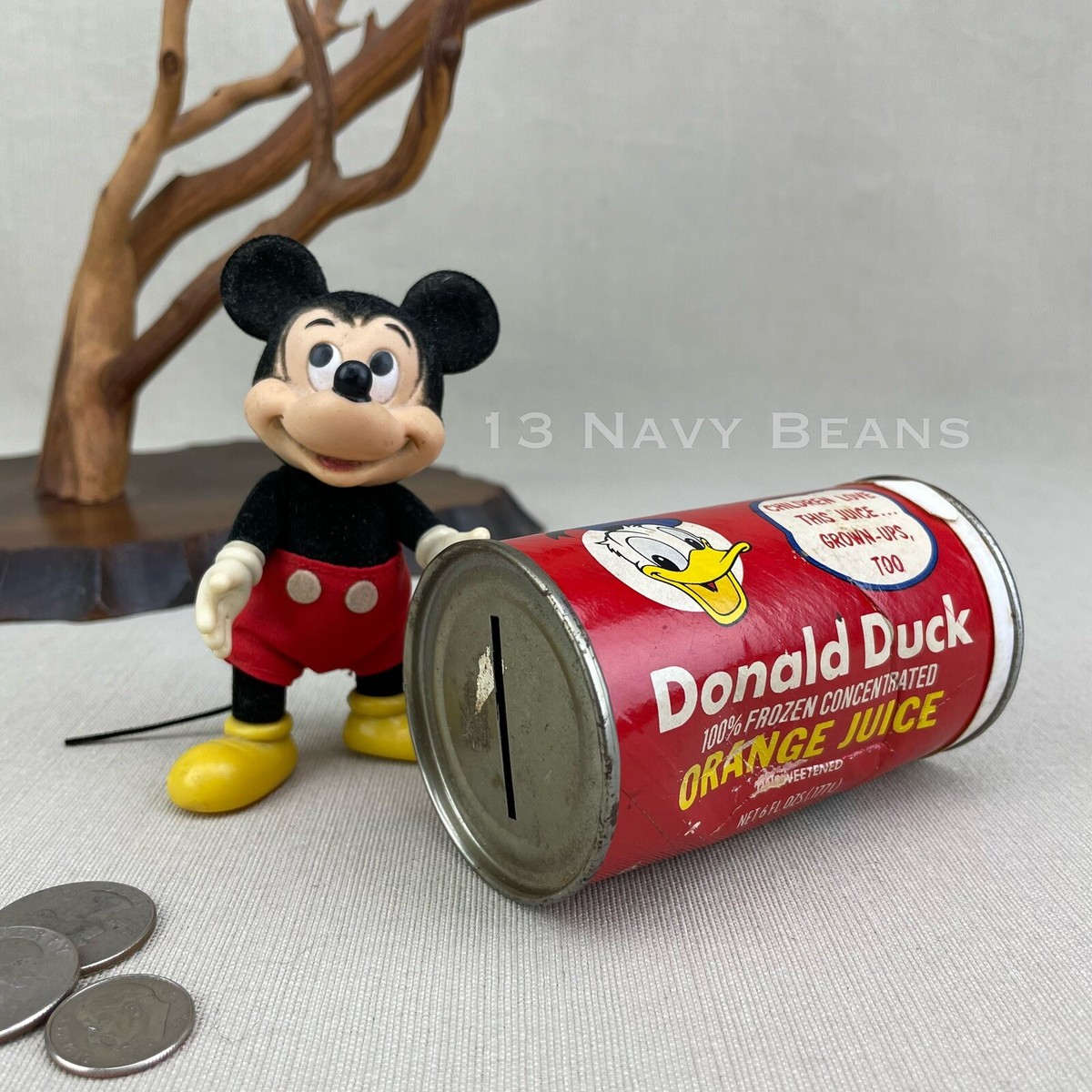 DONALD DUCK Orange Juice Can Coin Bank Vintage Citrus World Frozen