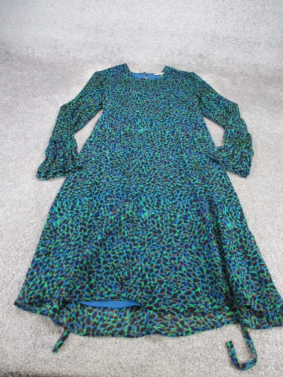 L.K. Bennett Shift Dress Womens Blue Animal Print Long Sleeve eBay