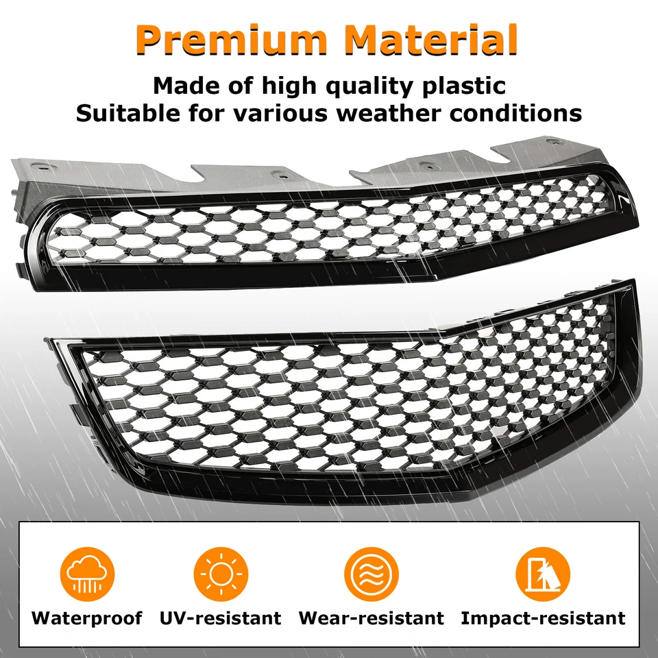 KUAFU Upper & Lower Front Bumper Grille Set of 2 For Chevrolet Equinox 2010-15 Foto 3 de 4