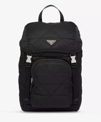 Prada - Re-Nylon Backpack - Quilted Black Triangle Logo Rucksack - Neu&Etikett
