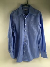 Kenneth Cole Shirt Men's Size 15.5 34/35 Blue Button Up 100's Two Ply Non Iron