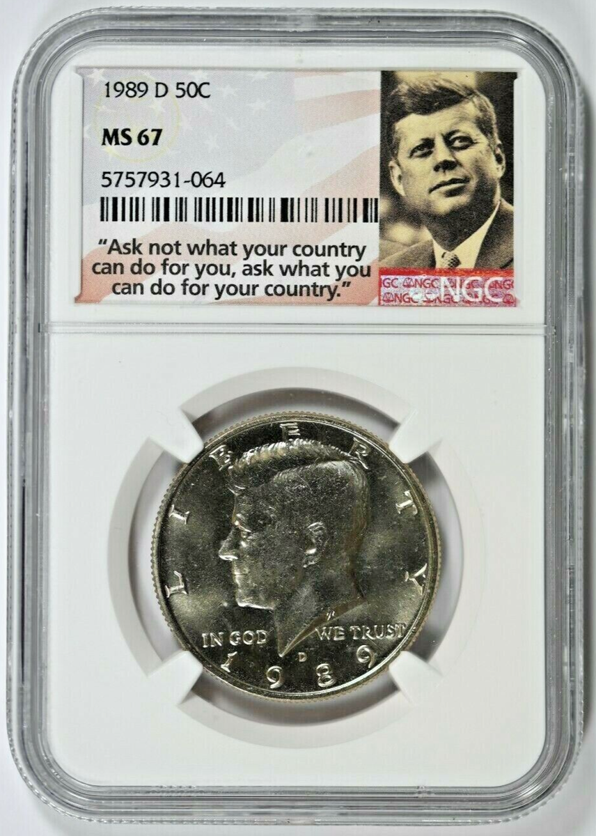 1989-D NGC MS67 Kennedy Half Dollar - Price Guide $145 | eBay