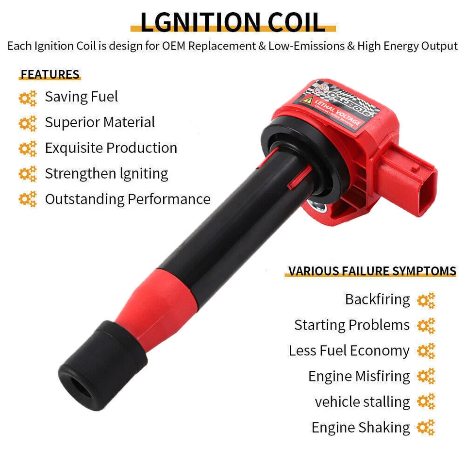 6 Ignition Coil For 1999-2010 Honda Odyssey Accord Acura CL RL 3.5/3.0/3.2/UF242 - Image 3 of 4