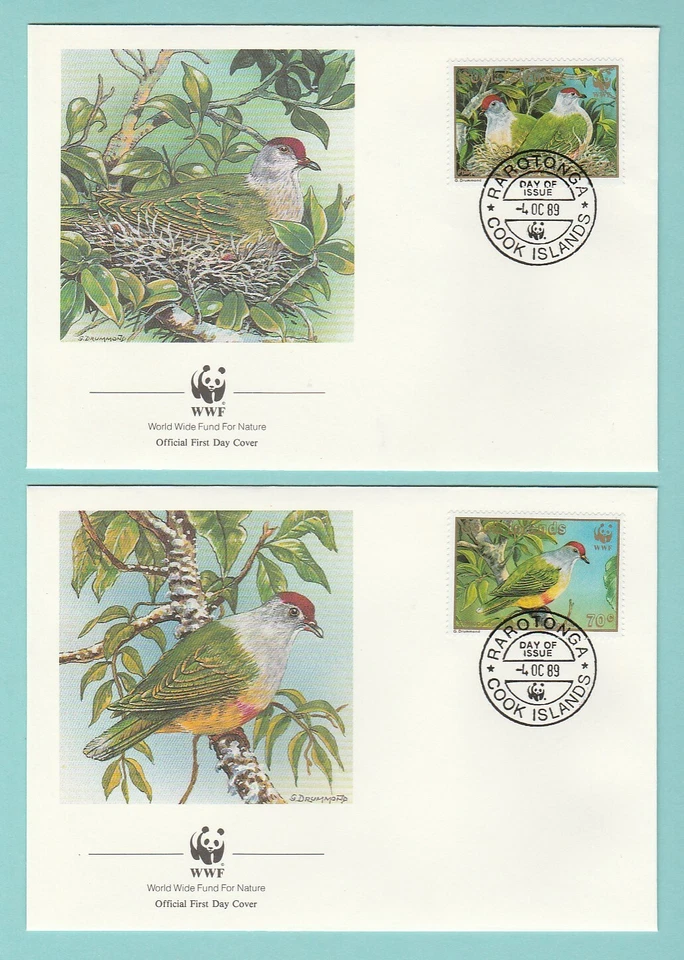 4 FIRST DAY STAMP COVERS FOR WORLD WILDLIFE FUND  -  COOK  ISLANDS  -  1989 - Image 3 of 4