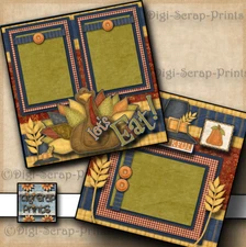 LET'S EAT ~ THANKSGIVING ~ 2 premade scrapbook pages paper piecing ~BY DIGISCRAP