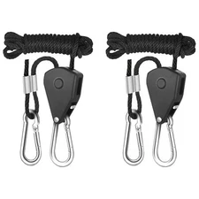 iPower 1/8 Adjustable Heavy Duty Grow Light Rope Hanger Ratchet, 150lb Capacity