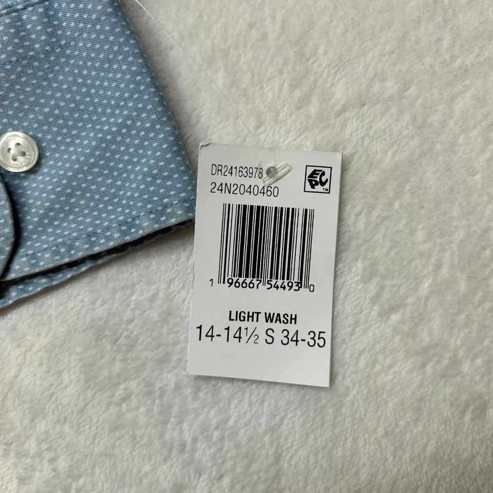 Camisa de vestir Tommy Hilfiger para hombre pequeña 14-14,5 azul lavado claro sin esconder NUEVA Foto 3 de 4