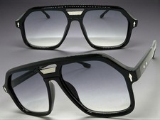 Mens or Women Classic Vintage Retro Style SUNGLASSES Large Black Frame Gray Lens