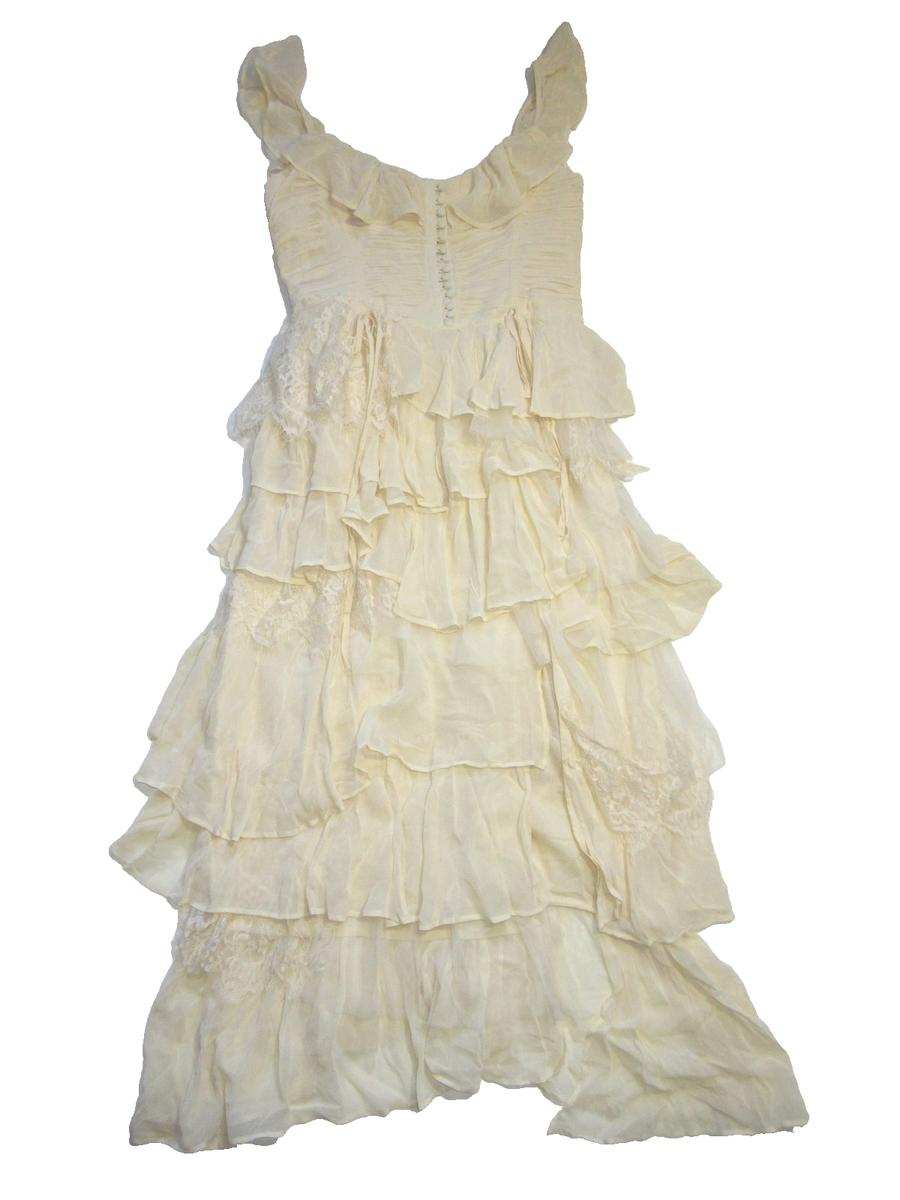 NWT By Anthropologie Corset Tiered Lace Ruffle Maxi in Ivory Dress L $268 | eBay NWT By Anthropologie Corset Tiered Lace Ruffle Maxi in Ivory Dress L $268 | eBay