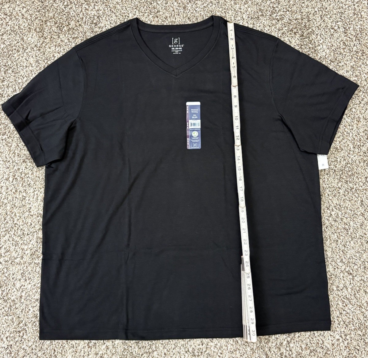 New George 3-PACK Men’s V-Neck T-shirt Tee Moisture Wicking Size 50-52  2XL (G4)