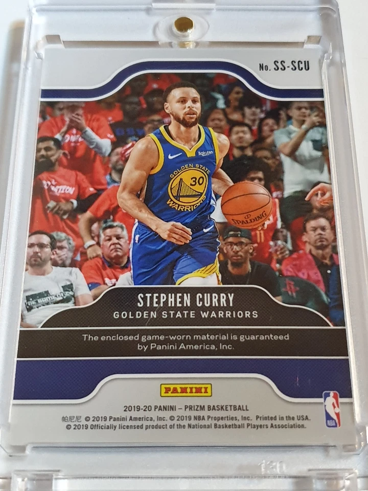 Camiseta deportiva blanca Panini Prizm Stephen Curry 2019 #parche usada en juegos - lista para calificar Foto 3 de 3