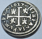 1627 Spanish Silver 1/2 Reales Genuine Antique 1600's Colonial Cross Pirate Coin