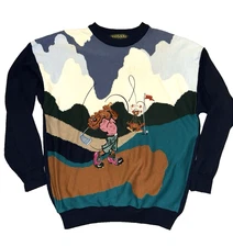 Vintage 90s Tosani Bear Golfing Knit Sweater Made In Canada Golf Sweater SZ M