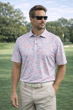 Ben Hogan Performance Polo Mens M Floral Golf Stretch Shirt Blue Red    
