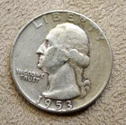 1953-D Washington Quarter 25c Silver Coin ~ 90% Silver