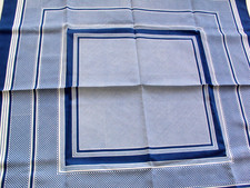 Vintage Blue White 100 Polyester Square Scarf 26 1/2"x 26 1/2" Made In Italy