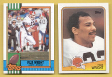 1988 & 1990 Topps FELIX WRIGHT Cleveland Browns 2-Card Lot Rookie RC