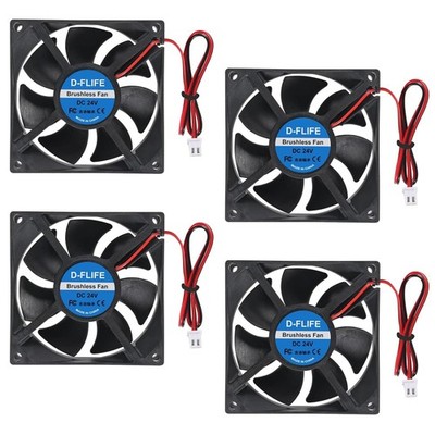 4Pcs 8025 Cooling Fan 80X80X25Mm DC 24V Cooler Brushless Fan 80Mm Fan XH2.54 2Pi