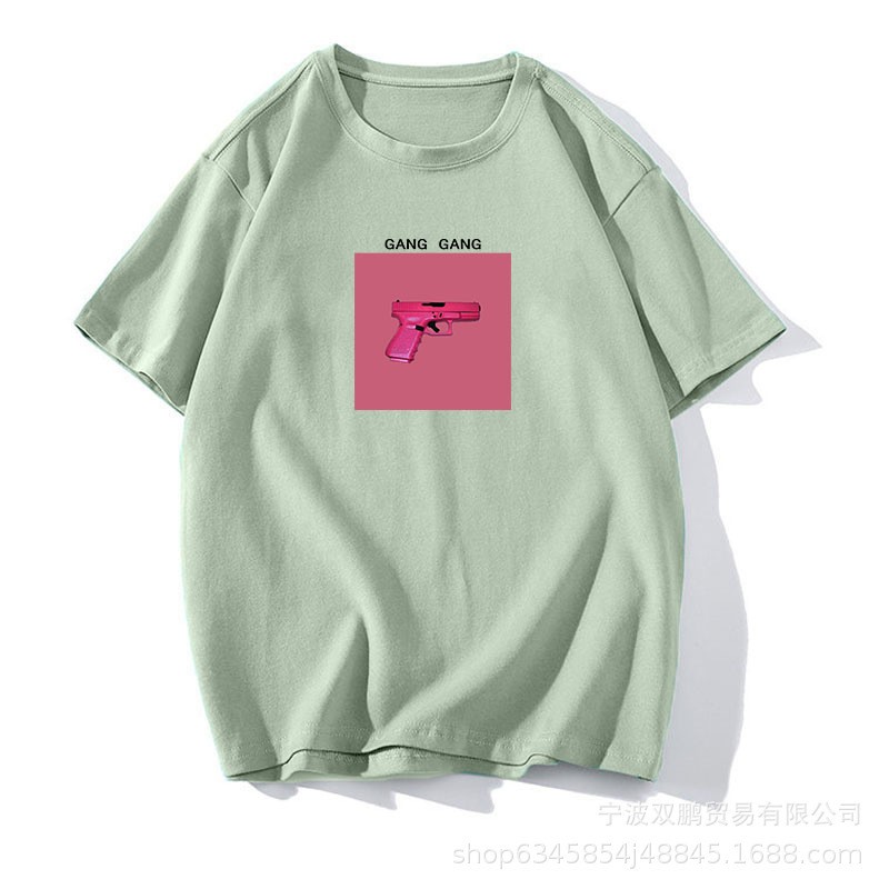 Women's summer loose cotton short-sleeved T-shirt with ins style prints image 4