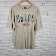 Umbro Mens 2XL Tee Shirt Beige Cotton Jersey Crew Neck Short Sleeve USA Made