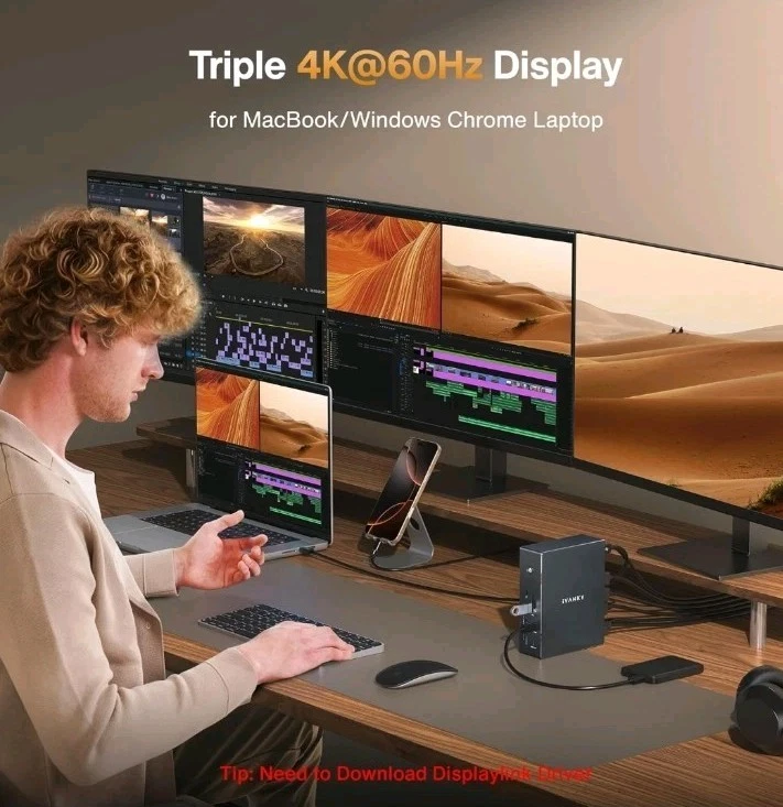 Estación de acoplamiento DisplayLink 20 en 1 FusionDock Pro 2 para MacBook Pro/Air, Tri... Foto 2 de 4