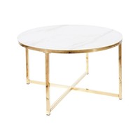 Couchtisch Salma Wohnzimmertisch 80X80X45Cm Marmoroptik Weiß Gold