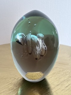 Vintage Bohemia Glas Tschechische Kunst Glas Briefbeschwerer Skulptur Türkis Blase 3 5"