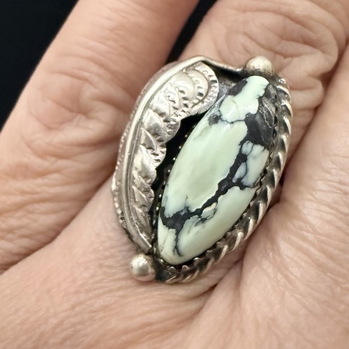 Vintage Sterling Silver Navajo Southwestern Variscite Turquoise’s Sister Ring 7
