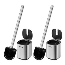 Toilet Brush and Holder Set Toilet Bowl Brush Stainless Steel Automatic Open ...
