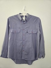 Vintage Levi Silver Label Mens Large Button Up Long Sleeve Blue Shirt L246