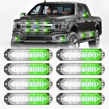 8pcs 12-led Ultra Slim Emergency Strobe Light Grill Flashing Green White Fast Us 8pcs 12-led Ultra Slim Emergency Strobe Light Grill Flashing Green White Fast Us