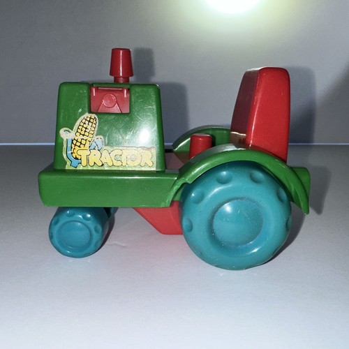 Vintage Playmates Little People Spielzeug Traktor Rollen grün rot blau 4" lang Kunststoff - Bild 3 von 7