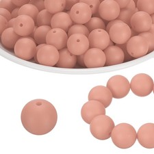 100 Pcs Silicone Beads Bulk, Rose 15mm Silicone Round Focal Loose Beads
