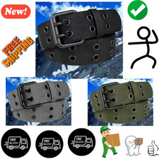 Luxury Nylon Belts Men's Double Grommet Belt Buckle Outdoor Sport Belt for Jeans