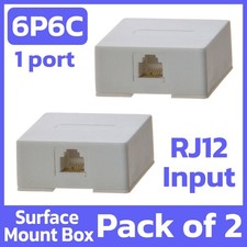 2 Pack Telephone Surface Mount Box RJ12 6P6C White Keystone Wall Box 1 Port Box