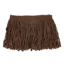 PU Leather Fringe Trim, 1 Yard 4 Inch Dark Brown Double Side Suede Tassel