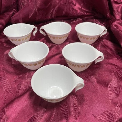 Set of 6 Corelle Livingware by Corning Butterfly Gold Coffee/tea Cups