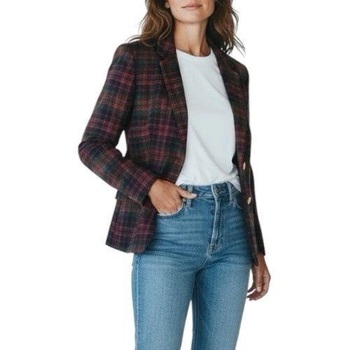 Blazer J.Crew Stewart Tartán Escolar Rojo/Verde/Azul Lana a Cuadros Talla 14 Foto 2 de 4