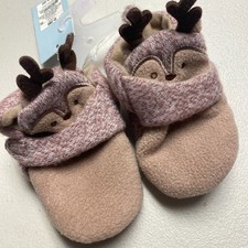 New Pair Cat & Jack Brown Baby Reindeer Bootie Slippers Socks Size 0-3M