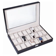 6/10/12/20/24 Slot Wrist Watch Box Top Jewelry Storage Display Case Organizer