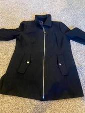 London Fog Mens Black Zip Front Coat Jacket Collared Wool Blend Size XL NWOT