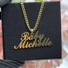 Personalized Double Name Necklace Cursive Jewelry Custom Stainless Steel Chain